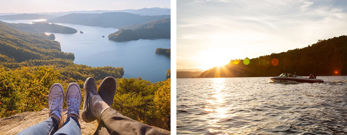 The lush, protected forestlands and crystal clear water of Lake Jocassee  create a breathtaking landscape. 
