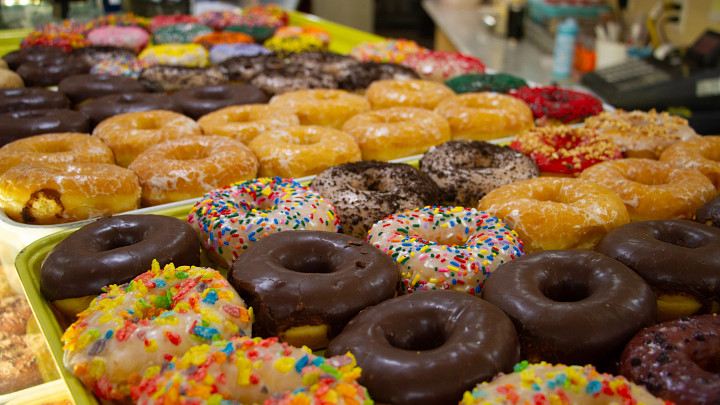 rows of donuts