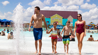 family at water park